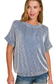 blue striped short sleeve top