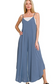 zenana dusty blue sleeveless wide leg jumpsuit