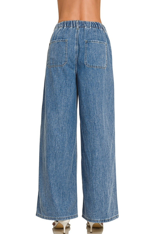 wide leg denim pants