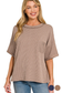mocha ribbed short sleeve pocket top