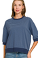 blue striped short sleeve top