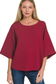 zenana burgundy short sleeve waffle knit top