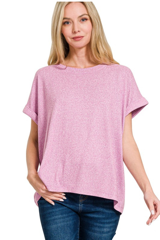 zenana pink soft short sleeve top