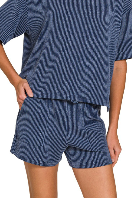 Ribbed Drawstring Shorts