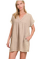 zenana ash mocha short sleeve gauze dress