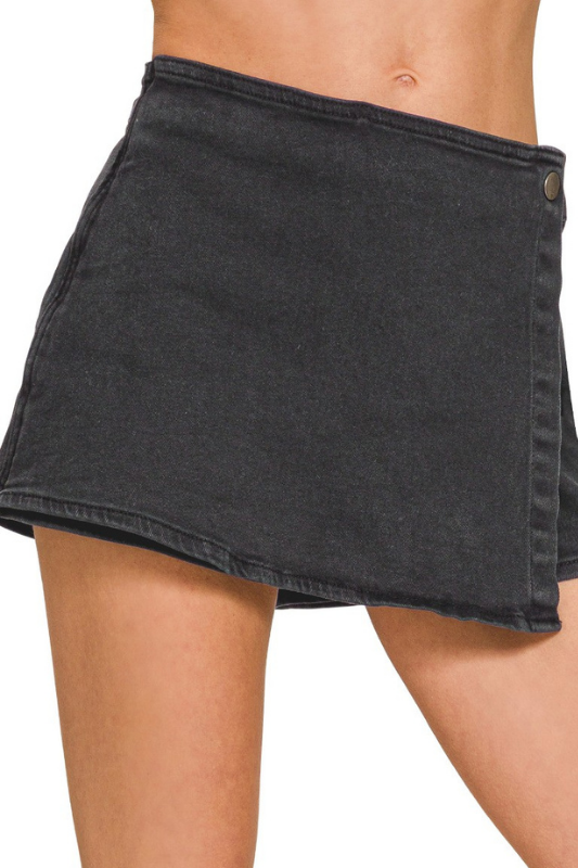 black washed denim skort