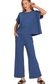 dark blue short sleeve boxy lounge set