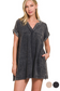 zenana black gauze short sleeve pocket dress