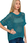 teal short sleeve crochet top