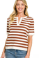 rust short sleeve striped top