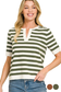 zenana stripd short sleeve v neck top