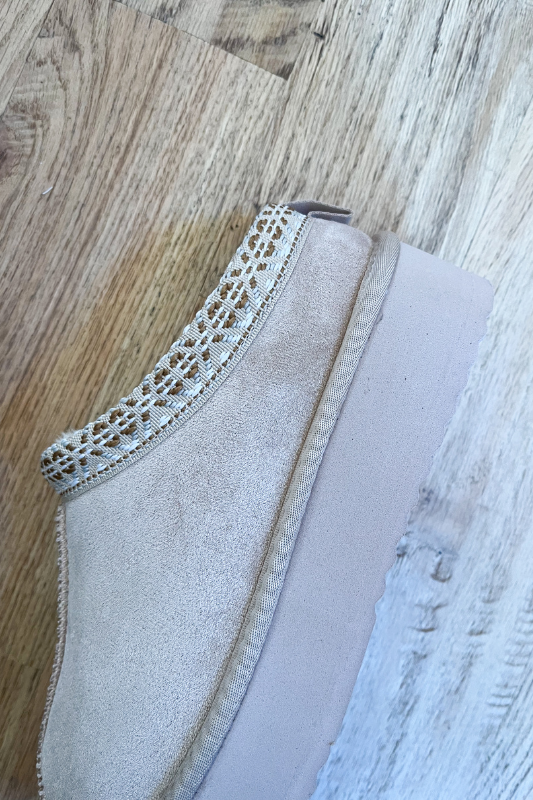 suede platform ankle slip on shoe