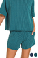 zenana teal ribbed drawstring shorts
