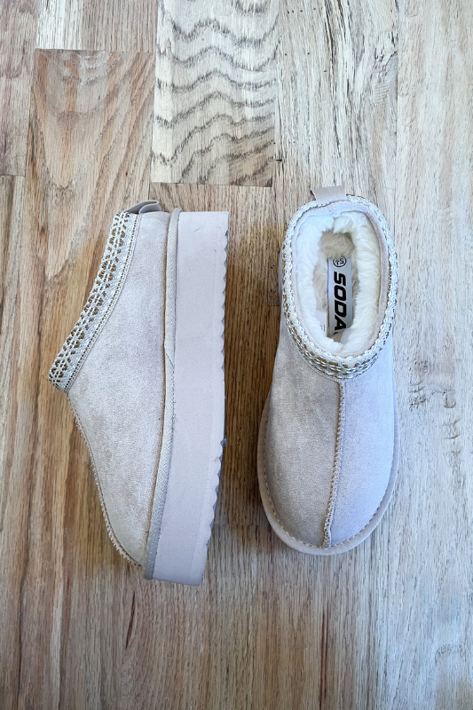 soda beige suede mini boot