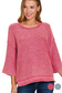 Mineral Wash Quarter Length Sleeve Top