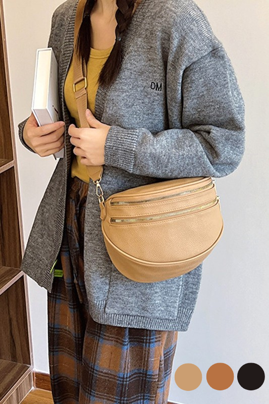 Faux Leather Multi Pocket Crossbody Bum Bag
