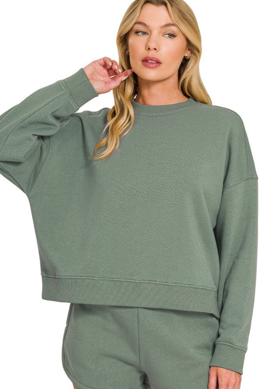 zenana jade green sweatshirt set