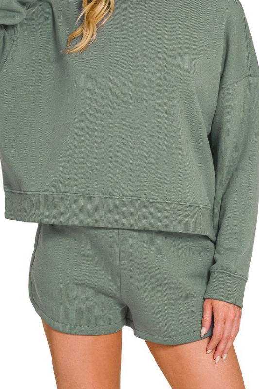 zenana jade green lounge set shorts