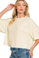 cream short sleeve knit boxy top