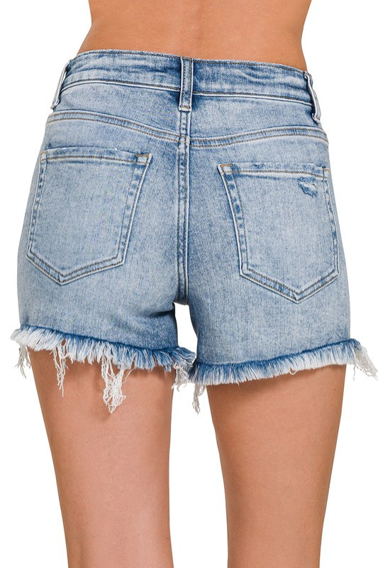 stretchy high rise denim shorts