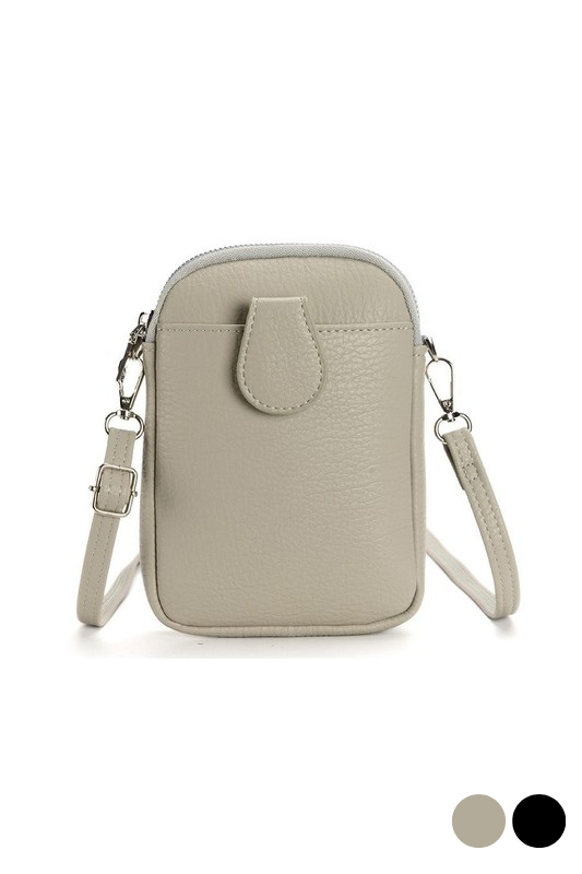 grey faux leather crossbody purse
