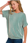 zenana green ribbed short sleeve top