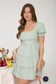 sage green puff sleeve short dress
