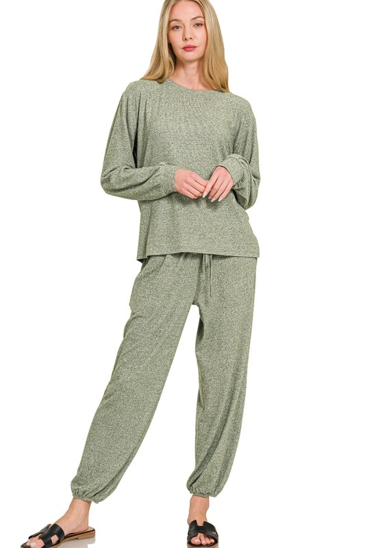 green two piece lounge set