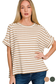 Cream Striped Short Sleeve Top
