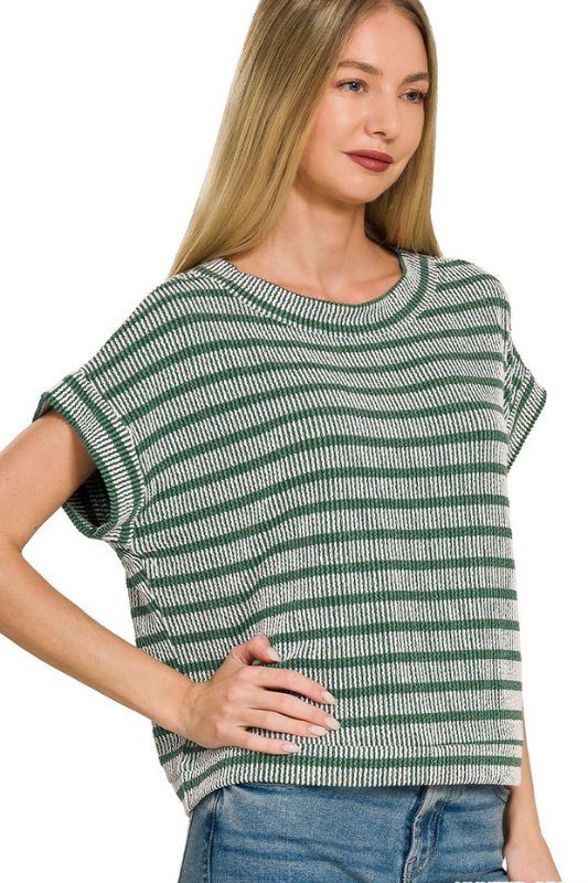 Striped Cuff Sleeve Top