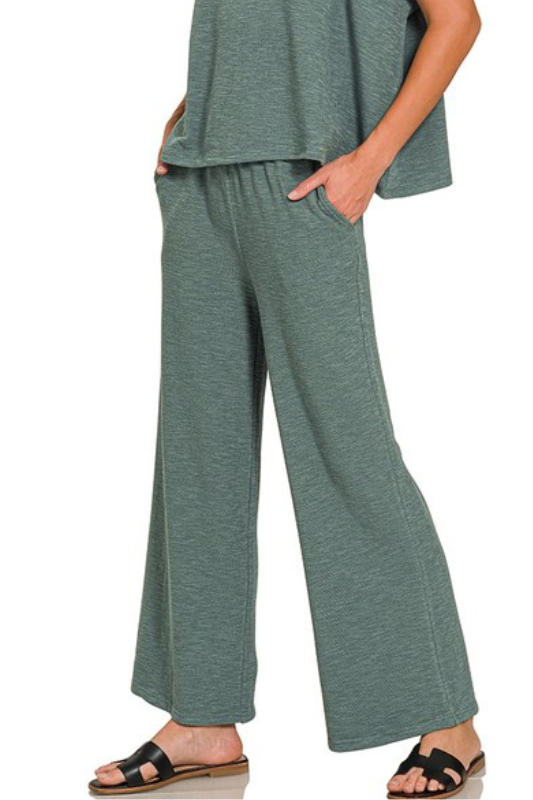 zenana elastic waist two piece set