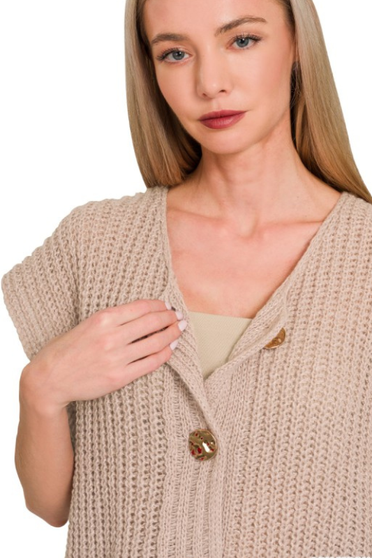mocha knit short sleeve sweater top