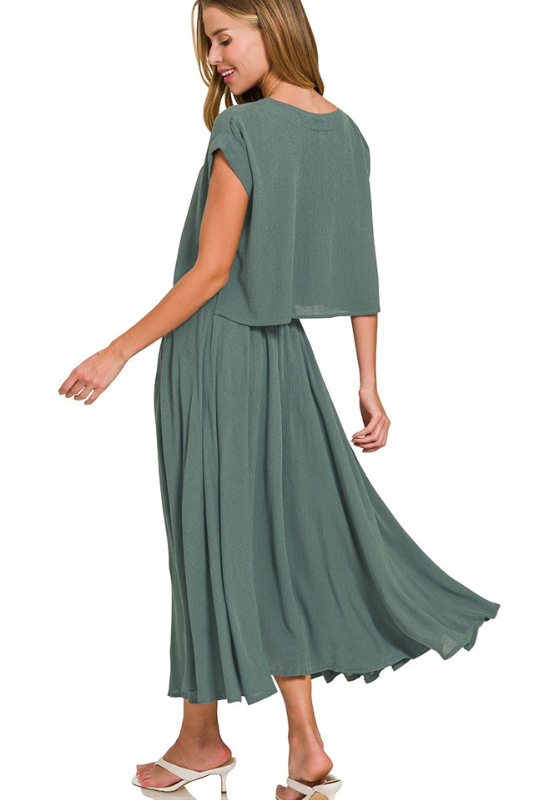 jade green long skirt