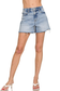 High Rise Cut Off Long Inseam Denim Mom Shorts