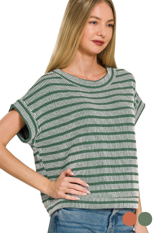 green striped boxy top