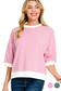 pink striped quarter length sleeve top
