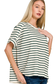 zenana green and cream striped short sleeve flowy top