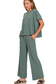 green short sleeve two piece set