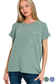 Ribbed Short Sleeve Pocket Top