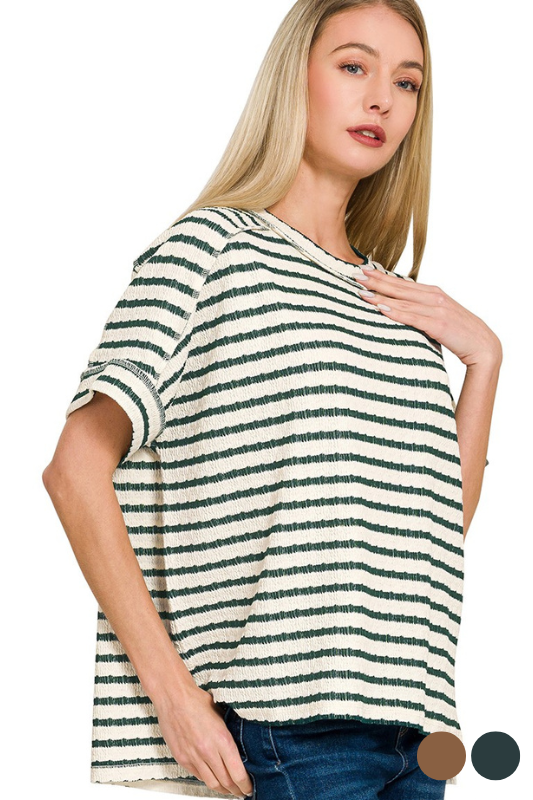 green striped oversized top