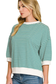 zenana green striped short sleeve top