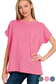 pink ribbed pocket short sleeve top