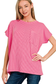 zenana pink short sleeve ribbed top