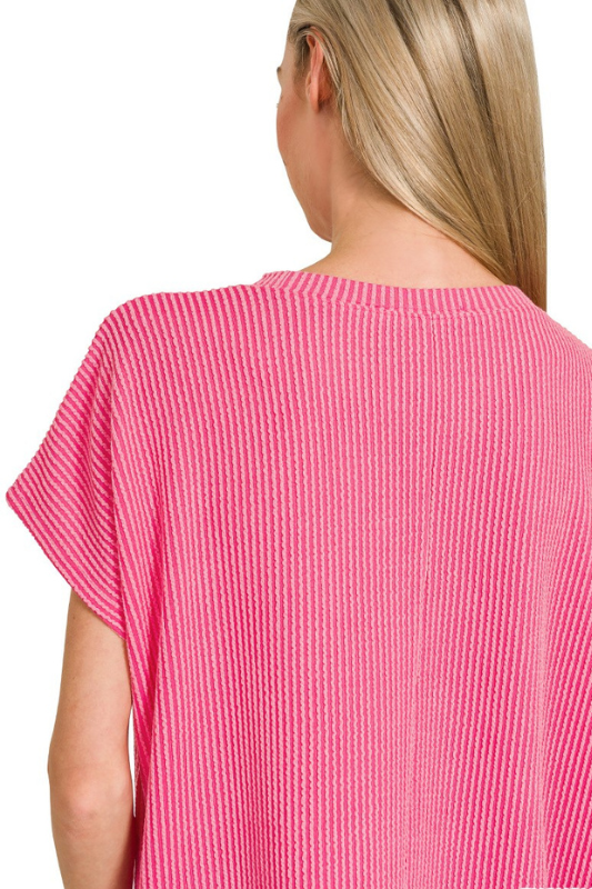 pink ribbed top
