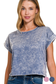 zenana blue mineral wash short sleeve crop tee