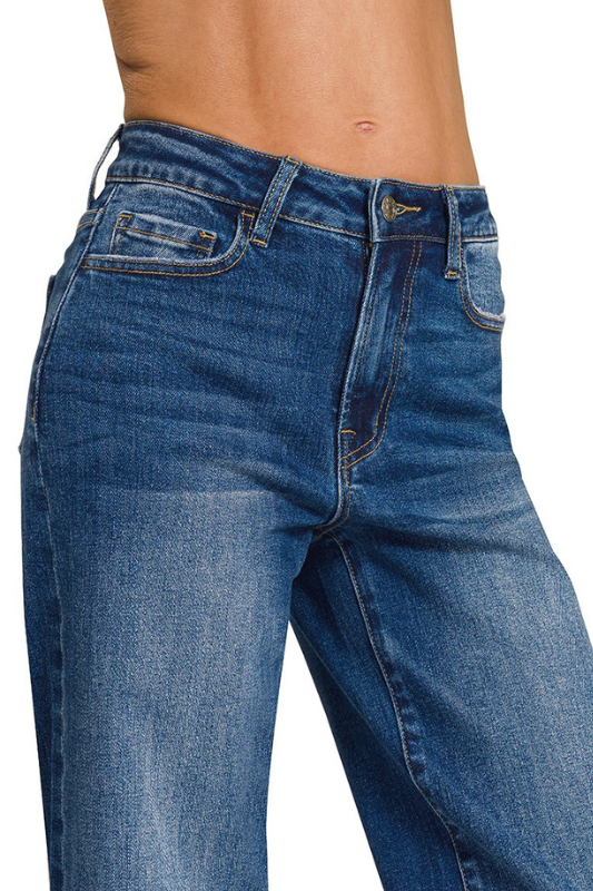dark wash mid rise jeans