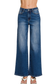 zenana dark wash mid rise wide leg jeans