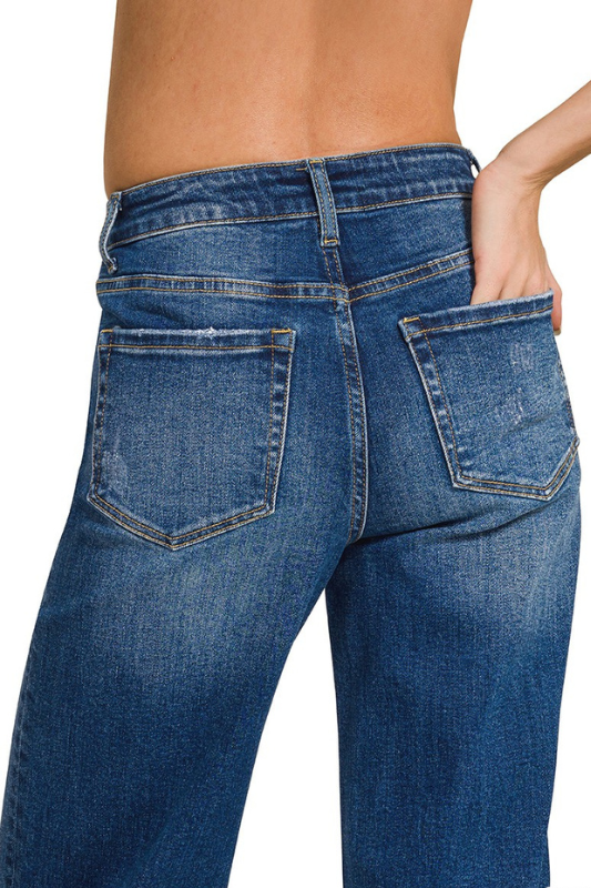 dark wash wide leg jeans