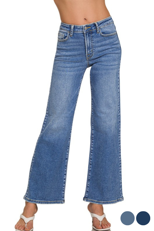 Mid to High Rise Wide Leg Jeans