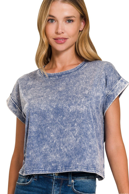Mineral Wash Short Sleeve Cropped Tee